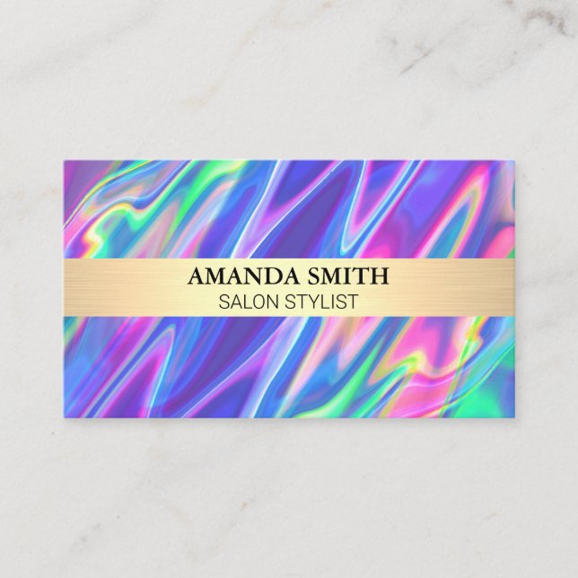 Rainbow Metallic Liquid Backdrop Business Card (Front)