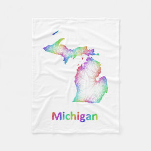 Rainbow Michigan map Fleece Blanket