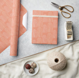 Rainbow Mid Century Orange Chic Pattern Wrapping Paper