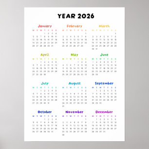 Rainbow Minimalist 2026 Calendar Poster