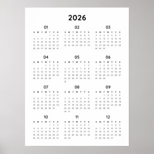 Rainbow Minimalist 2026 Calendar Poster
