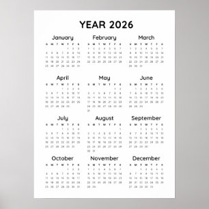 Rainbow Minimalist 2026 Calendar Poster