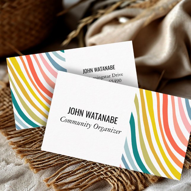 Rainbow Minimalist Stripes Handmade Business Card (Rainbow Minimalist Stripes Handmade Pattern Business Card
)