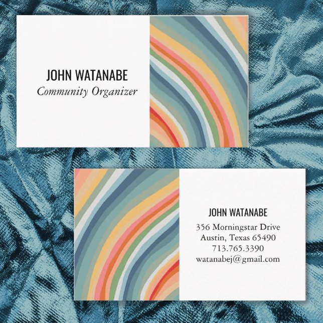 Rainbow Minimalist Stripes Handmade Business Card (Creator Uploaded)