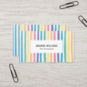 Rainbow Minimalist Stripes Handmade Business Card