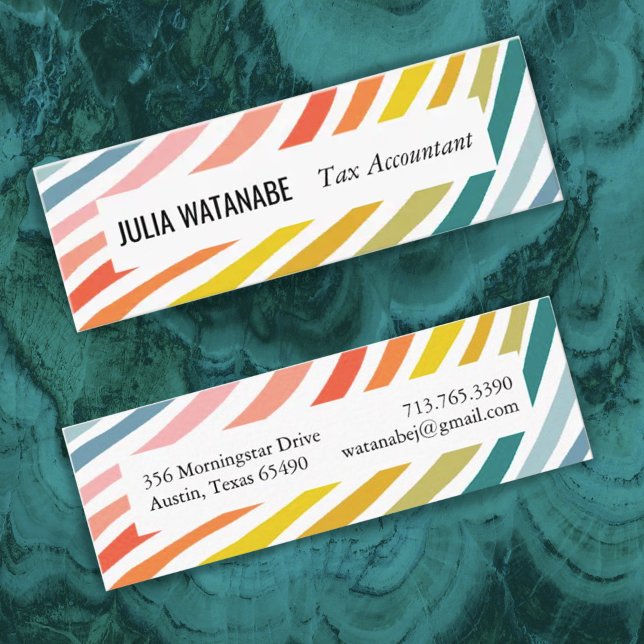 Rainbow Minimalist Stripes Handmade Mini Business Card (Creator Uploaded)