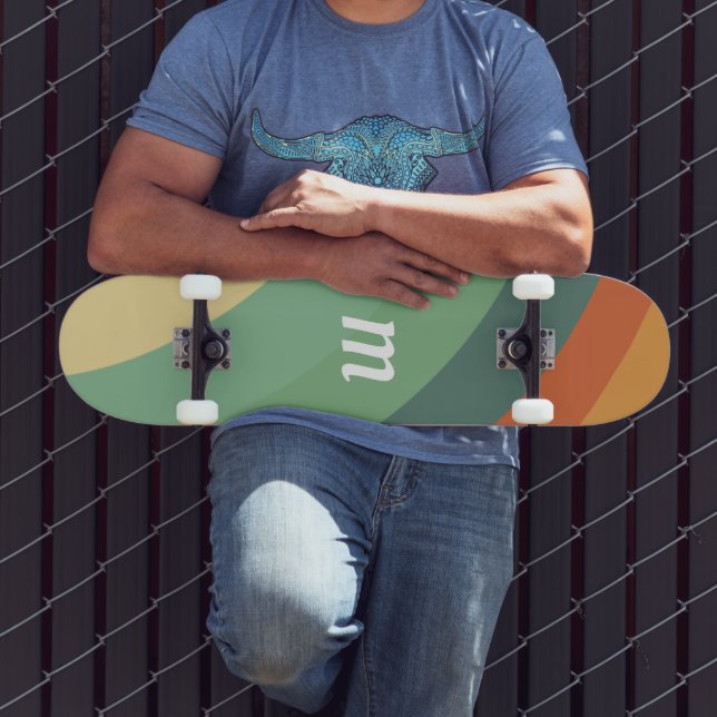 Rainbow Minimalist Stripes Handmade Skateboard (Outdoor 3)