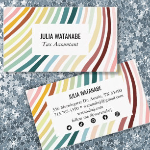 Rainbow Minimalist Stripes Handmade Social Media Business Card