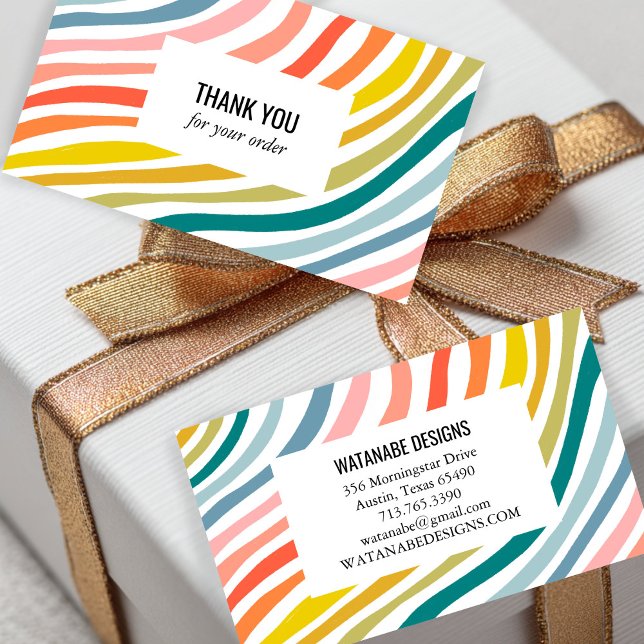Rainbow Minimalist Stripes ORDER THANK YOU Package Business Card (Rainbow Minimalist Stripes ORDER THANK YOU Customer Package Small Business Card
)