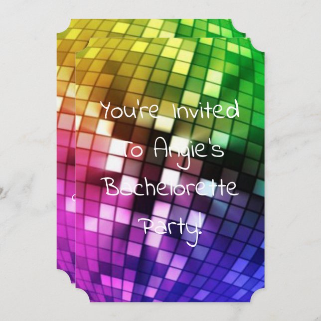 rainbow mirrorball bachelor party invitation (Front/Back)