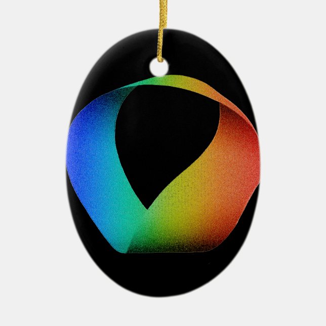 Rainbow Mobius Strip Ceramic Tree Decoration (Front)