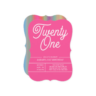 Rainbow Modern 21st Birthday Party Invitation