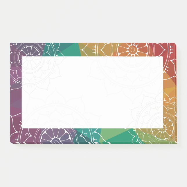 Rainbow modern colourful mandala hippy post-it notes (Front)