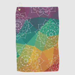 Rainbow modern geometric mandala yoga india design golf towel