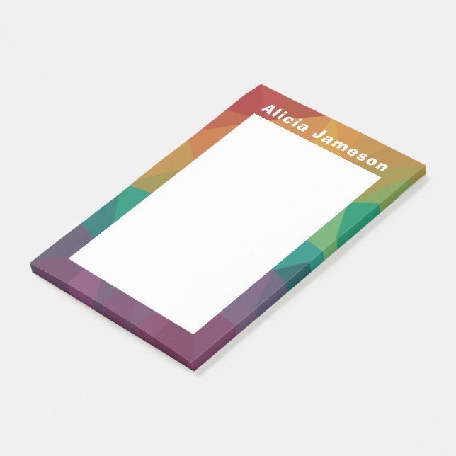 Rainbow modern personalised post it notes (Angled)