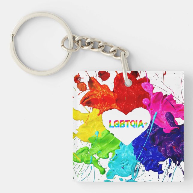 Rainbow Modern Stripe LGBT Key Ring (Front)