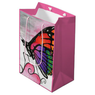 Rainbow Monarch Butterfly Original Fantasy Art Medium Gift Bag