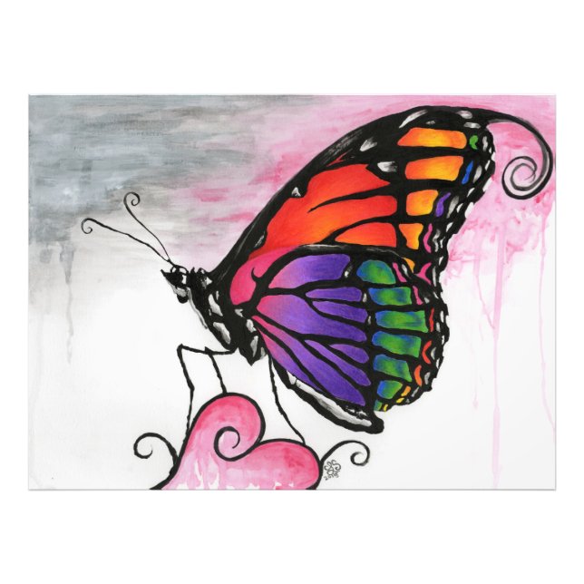 Rainbow Monarch Butterfly Original Fantasy Art Photo Print (Front)