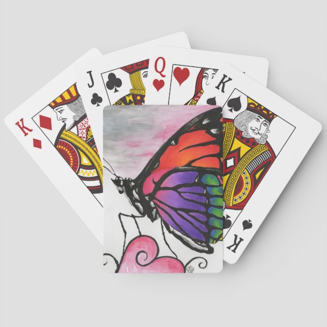 Rainbow Monarch Butterfly Original Fantasy Art Playing Cards (Back)