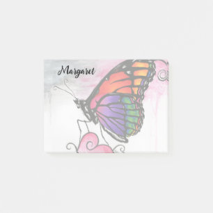 Rainbow Monarch Butterfly Original Fantasy Art Post-it Notes