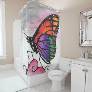 Rainbow Monarch Butterfly Original Fantasy Art Shower Curtain