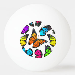 Rainbow Monarch Butterfly Pattern Ping Pong Ball