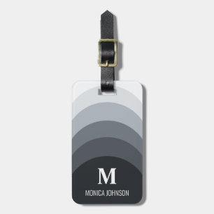 Rainbow Monogram Custom Name Black Stripe Luggage Tag