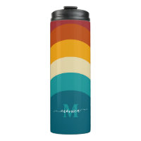 Rainbow Monogram Custom Name Retro Sunset Stripe