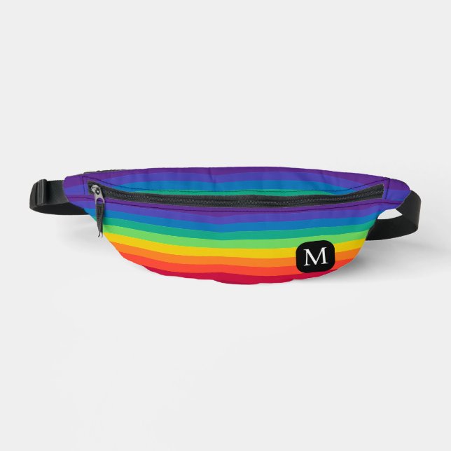 Rainbow Monogram Cute Striped Pattern Bum Bags (Front)