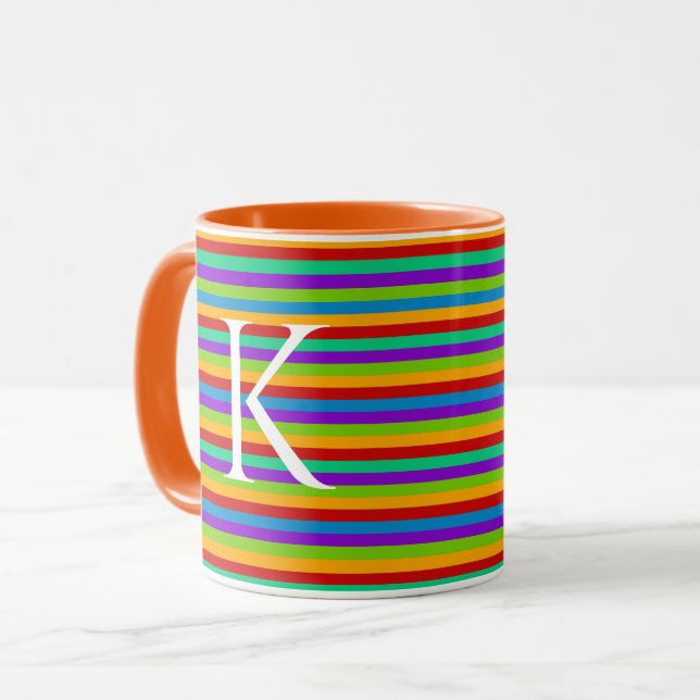 Rainbow Monogram Mug (Front Left)
