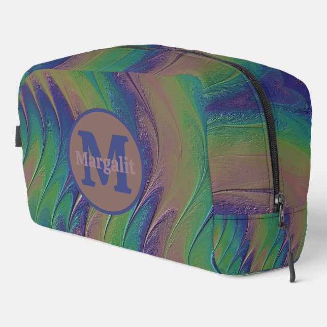 Rainbow Monogram Paint Style Dopp Kit (Right Corner)