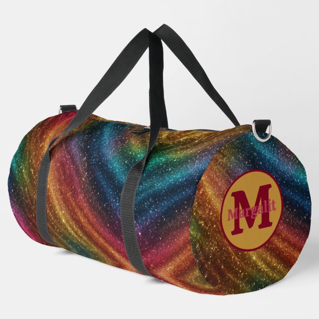 Rainbow Monogram Striped Large Duffel Bag (Left Corner)