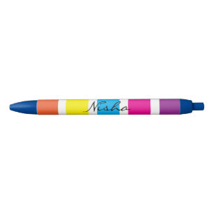 Rainbow Monogram Teacher Kids Black Ink Pen