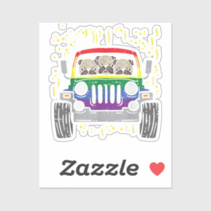 Rainbow Monster Truck Pug Dog Gay Pride LGBT Anima