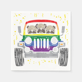 Rainbow Monster Truck Pug Dog Gay Pride LGBT Anima Napkin