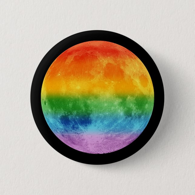 Rainbow Moon 6 Cm Round Badge (Front)