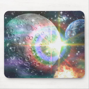 rainbow moon mouse pad
