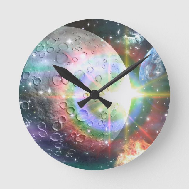 rainbow moon round clock (Front)