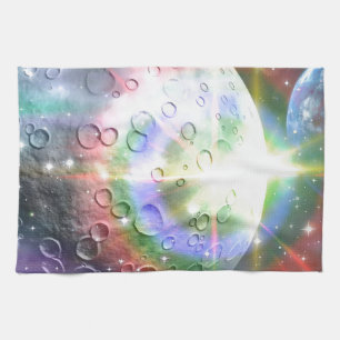 rainbow moon tea towel