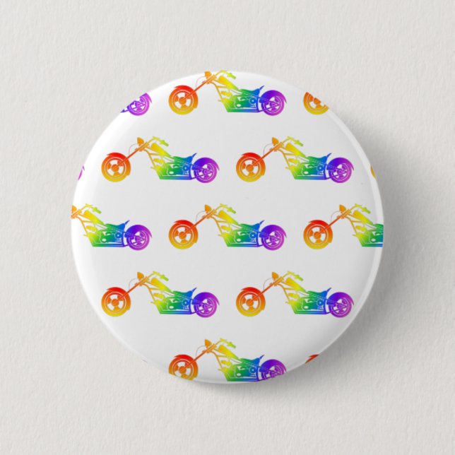 Rainbow Mortocycle 6 Cm Round Badge (Front)