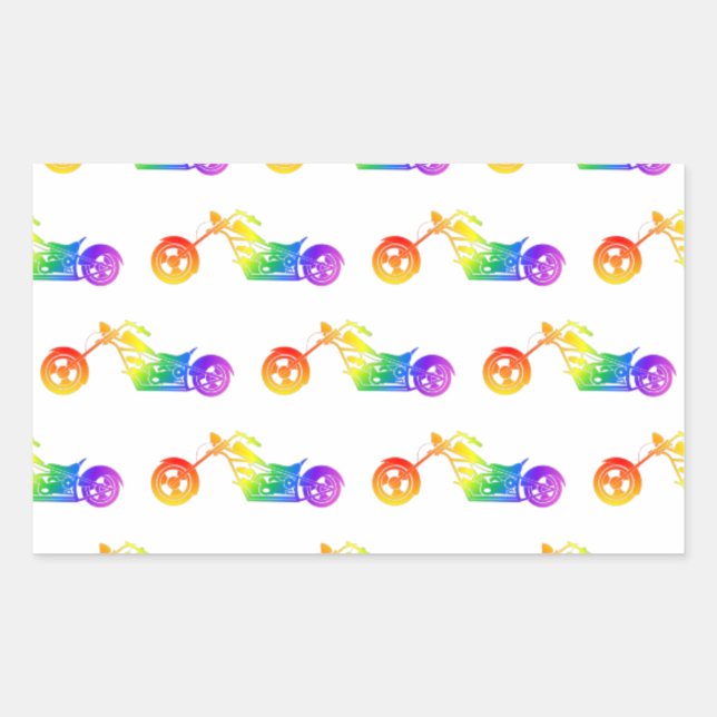 Rainbow Mortocycle Rectangular Sticker (Front)
