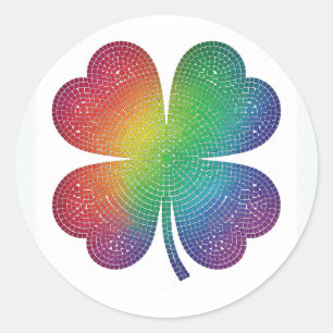 Rainbow Mosaic Four Leaf Clover Sticker