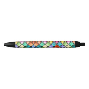 Rainbow mosaic pattern black ink pen
