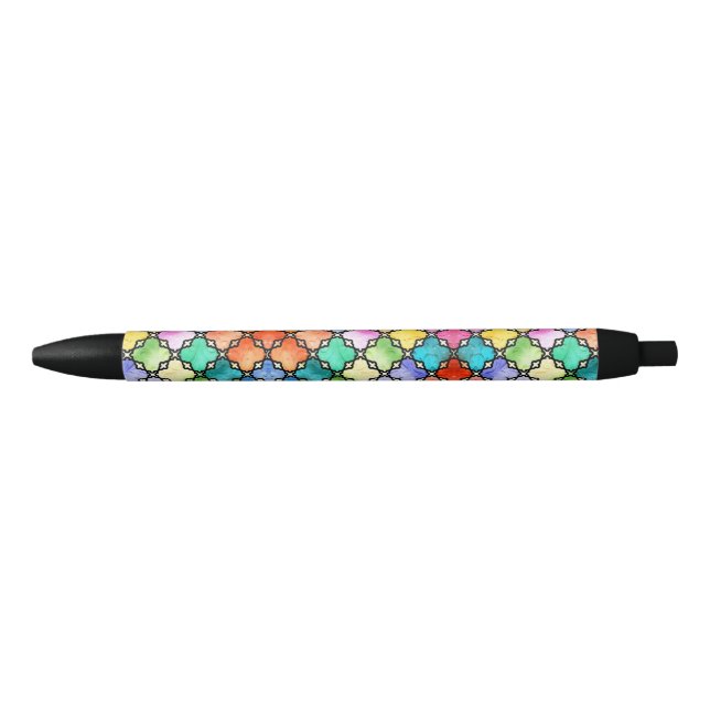 Rainbow mosaic pattern black ink pen (Front)
