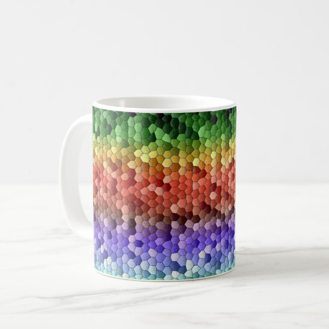 Rainbow Mosaic Pattern Coffee Mug (Front Left)