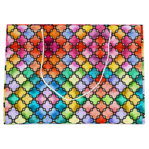 Rainbow mosaic pattern large gift bag