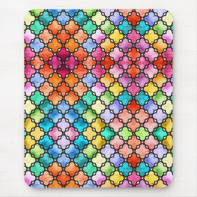 Rainbow mosaic pattern mouse pad (Front)
