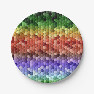 Rainbow Mosaic Pattern Paper Plate