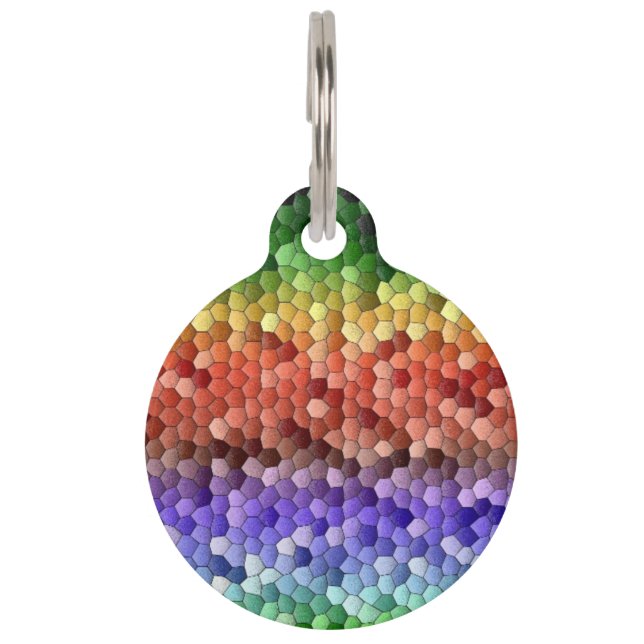 Rainbow Mosaic Pattern Pet Tag (Front)