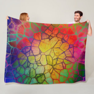 Rainbow Mosaic -Stained Glass Look Fleece Blanket